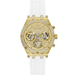 GUESS GW0407L2 Heiress Gold Plated White Resin Strap Watch - W96278