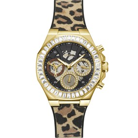 GUESS GW0463L1 Rapture Gold Plated Leopard Strap Watch - W96285