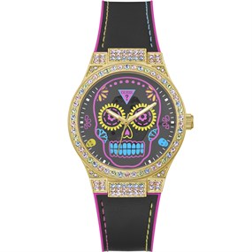 GUESS GW0505L1 Calaverta Gold Plated Black Strap Watch - W96286
