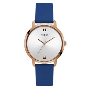 GUESS GW0004L2 Nova Rose Gold Plated Blue Strap Watch - W96293