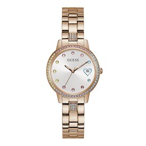 GUESS GW0657L3 Three of Hearts Rose Tone Bracelet Watch - W96434