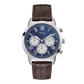 GUESS U1261G1M Hendrix Brown Leather Strap Watch - W96473