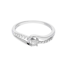 9ct White Gold Open Twist Diamond Set Shoulder Engagement Ring - 15pt - X10079