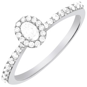 9ct White Gold Diamond Oval Cluster Ring - 1/2ct - X10220
