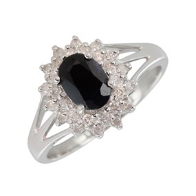 9ct White Gold Sapphire And Diamond Cluster Ring - 1/4ct - X10555