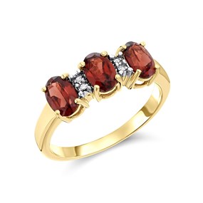 9ct Gold Garnet And Diamond Ring - X10721