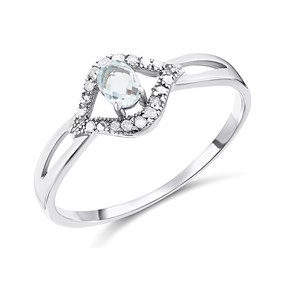 9ct White Gold Blue Topaz And Diamond Ring - X10791