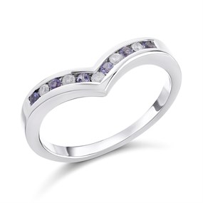 9ct White Gold Tanzanite And Diamond Wishbone Ring - X10830