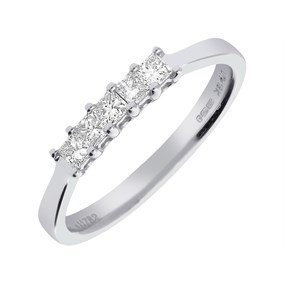 18ct White Gold Princess Cut Five Stone Ring - 1/3ct - X11073