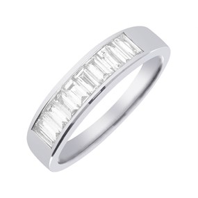 18ct White Gold Baguette Cut Half Eternity Ring-50pts - X11115