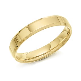 9ct Gold Flat Chamfered Edge Wedding Ring - 4mm - X20041