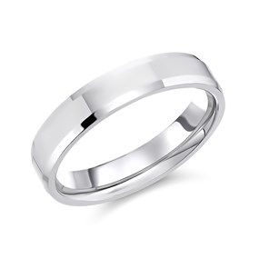 9ct White Gold Flat Bevel Wedding Ring - 4mm - X20101