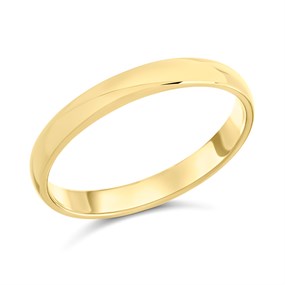 18ct Gold D Shaped Wedding Ring - 3mm - X20135
