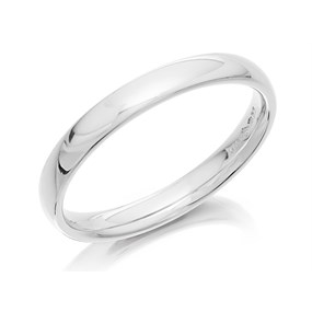 Platinum D Shaped Wedding Ring - 2.5mm - X20171