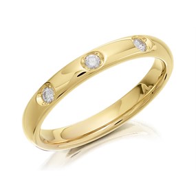 9ct Gold Diamond Set Court Wedding Ring - 3mm - X20195