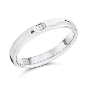 9ct White Gold Diamond Set Court Wedding Ring - 3mm - X20196