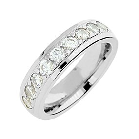 9ct White Gold 1 Carat Diamond Half Eternity Ring - X20384
