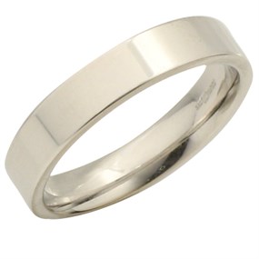 18ct White Gold Flat Court Wedding Ring - 4mm - X20642