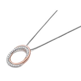 9ct White Gold Diamond Necklace with Rose Gold Pendant - X50650