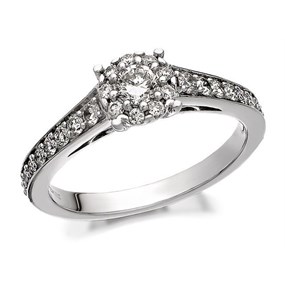 9ct White Gold Diamond Cluster Ring - 1/2ct - Z50677