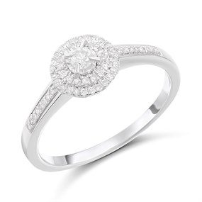 9ct White Gold Diamond Cluster Ring - 20pts - Size Q - Z51163