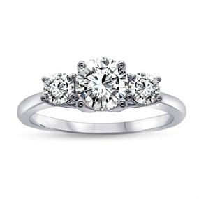 Blossom 9ct White Gold 1 Carat Lab Grown Diamond Trilogy Ring. Size G - Z51194