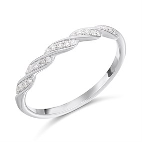 9ct White Gold Diamond Twisted Half Eternity Ring - 10pts - Z51228