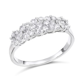 9ct White Gold 1 Carat Diamond Cluster Band Ring - Z5129