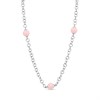 Unique Steel Necklace-5 Pink Jade Elements 75cm - A7419