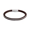 Unique Brown Leather And CZ Bracelet - A7430