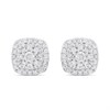 Platinum Cushion-Shaped Diamond Cluster Studs Earrings, 1/4ct/pr - D08502