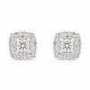 Platinum Cushion-Shaped Diamond Cluster Stud Earrings, 1/2ct/pr - D08504