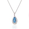 18ct White Gold Aquamarine And Diamond Necklace - 35pts - D4615
