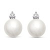 9ct White Gold Cultured Pearl And Diamond Stud Earrings - D54118