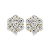 9ct Gold Diamond Cluster Stud Earrings - 1.2ct per pair - D54125