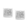 9ct White Gold Pave-Set Diamond Square Stud Earrings, 1/4ct/pr - D5557