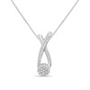 9ct White Gold Crossover Diamond Necklace - D56163