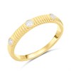 9ct Gold Ribbed Diamond Three Stone Band Ring - D5936
