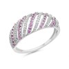 9ct White Gold Diamond And Pink Sapphire Band Ring - 10pts - D63129