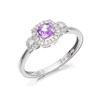 9ct White Gold Amethyst And Diamond Halo Cluster Ring - 15pts - D63139