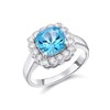 9ct White Gold Cushion Blue Topaz And Diamond Cluster Ring - 1/2ct - D63146
