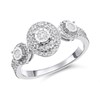 9ct White Gold Diamond Trilogy Cluster Ring - 1/3ct - D66132
