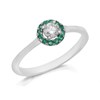 9ct White Gold Emerald And Diamond Cluster Ring - 20pts - D6674