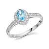 9ct White Gold Blue Topaz And Diamond Cluster Ring - D72232