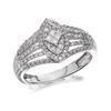 9ct White Gold Diamond Marquise Band Ring - 1/2ct - D7226