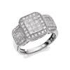 9ct White Gold 1 Carat Diamond Trio Cluster Ring - D7287