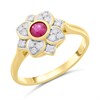 9ct Ruby & Diamond Round Cluster Ring - D7447