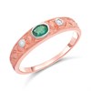 9ct Rose Gold Matt Finish Emerald And Diamond Ring - D7862