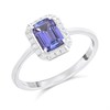 9ct White Gold Rectangular Tanzanite And Diamond Cluster Ring - D7953