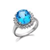 9ct White Gold Diamond And Blue Topaz Cluster Ring - 1/2ct - D7959
